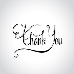 Thank you handwritten vector illustration, dark brush pen lettering isolated on white background