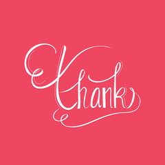 Thank you handwritten vector illustration, dark brush pen lettering isolated on white background