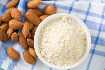 almond flour on wooden surface