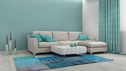 Sofa in the room 3d rendering