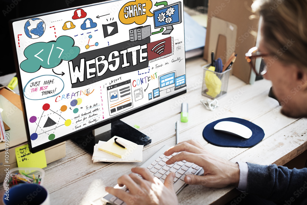 Poster website internet homepage browser html concept
