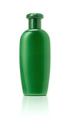 blank packaging green cosmetic bottle isolated on white backgrou
