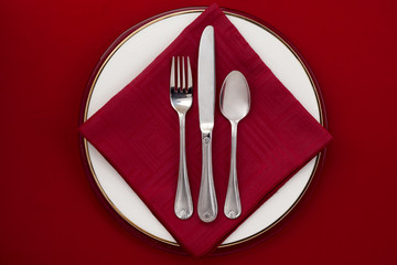 fork, knife and spoon