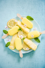 Lemon and pineapple popsicles