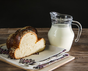 wicker bun and milk