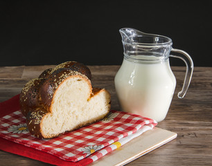 wicker bun and milk