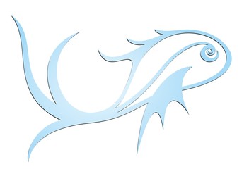 Logo of blue fish. 