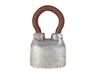 Naklejka na ściany i meble Closed steel padlock isolated on a white background