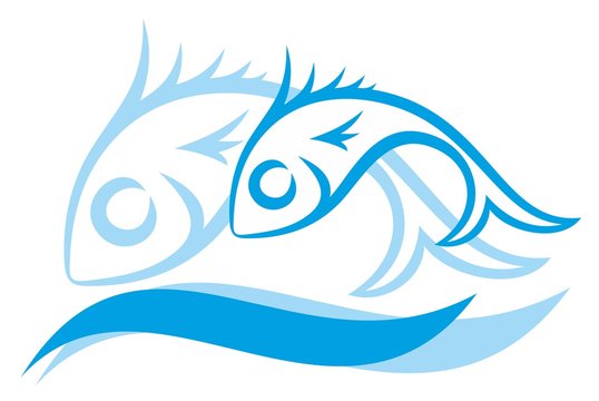 Logo of blue fish. 