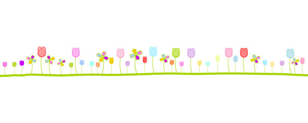 Frühling Sommer Wiese Blumen Banner Bunt Band Landschaft Reihe