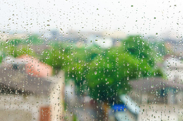 Rain drops on window surface