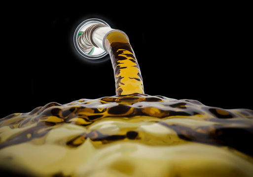 Refilling fuel view from inside of gas tank of a car