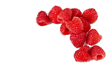 raspberries on white