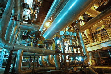 Industrial zone, Steel pipelines, valves and pumps