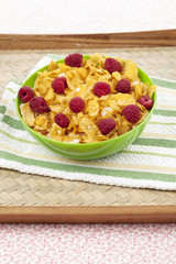 corn cereal in a tray