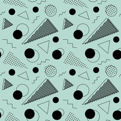 80年代風デザイン柄　シームレスパターン　黒＋緑系