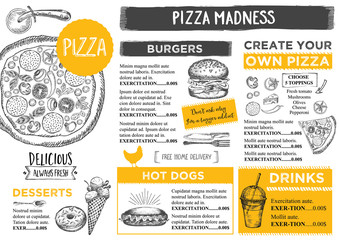 Restaurant cafe menu, template design.