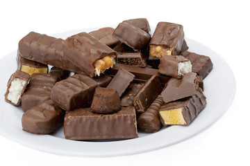 chocolate bars on a white plate