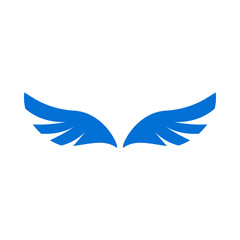 A pair of blue angel wings icon, simple style