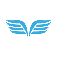 Blue wings with feathers icon, simple style