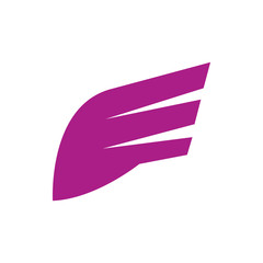 Abstract purple wing icon, simple style