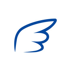 Blue contour wing icon, simple style