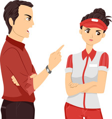 Fototapeta premium Teen Girl Employee Angry Supervisor