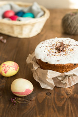 Easter cake with colored eggs