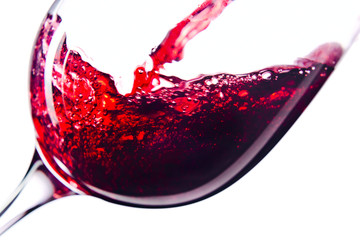  Red wine on white background