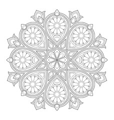 Decorative mandala illustration for adult coloring, well arranged group and easy to edit