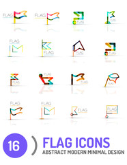 Flag icon logo set, linear design