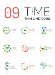 Fototapeta na wymiar Geometric clock and time icon set