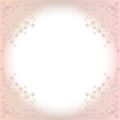Frame with flora corner decoration template design in pink.