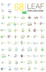 Thin line leaf geometric icons