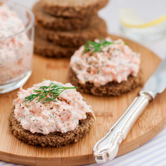 Smoked Salmon, Cream Cheese, Dill and Horseradish Pate on Rye Br