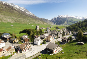 View of the town of Andermatt - obrazy, fototapety, plakaty