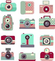Vintage Cameras Patterns Flat
