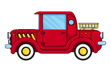 Red old car, vector illustration