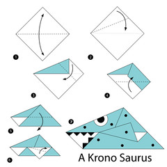 Step by step instructions how to make origami A Dinosaur.