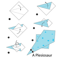 Step by step instructions how to make origami A Dinosaur.