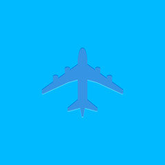 Blue vector plane icon on blue