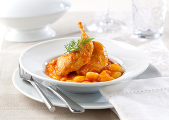 Quail with white beans