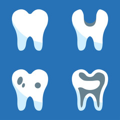Vector white teeth icons set