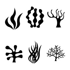 Vector black seaweed icons set © skarin