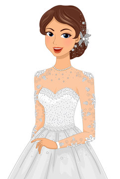 recommend clip art: Girl Bridal Gown Head Accessories