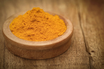 Ground turmeric in a bowl