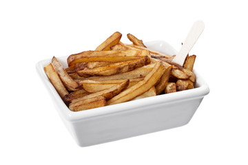 a bowl with overcooked french fries
