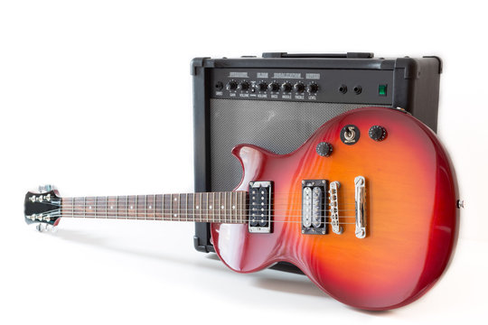 E-Gitarre sunburst und Verst&auml;rker 