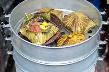 rice wrap with lotus leaf is thai food