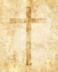 Christian cross on paper background